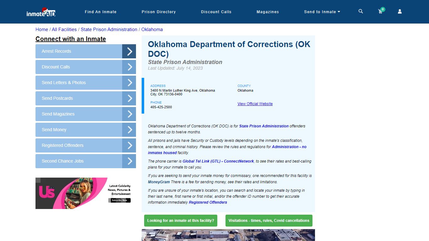 Oklahoma Department of Corrections (OK DOC) - InmateAid